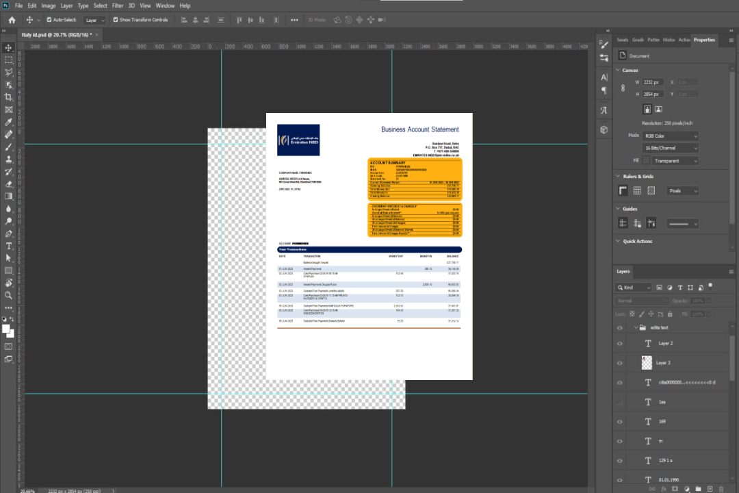 Modèle Word et PDF de déclaration d'organisation d'Emirates NBD Bank template